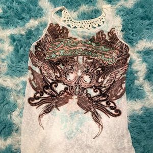 Womens Harley Davidson Tunic type top, fringe back